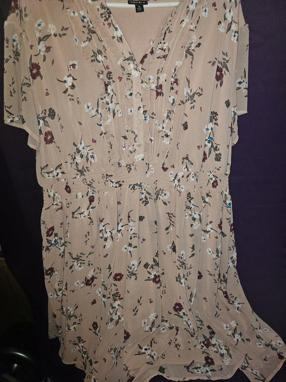 Women’s Asymmetrical Floral Dress in Blush Pink